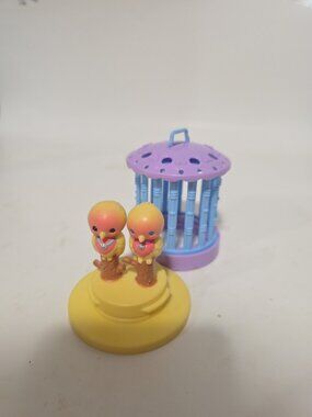 Vtg Littlest Pet Shop 1992 Kissing Love Birds Kenner Purple Blue Cage